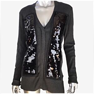 Simply Vera Wang gray black sequin cardigan sweater S